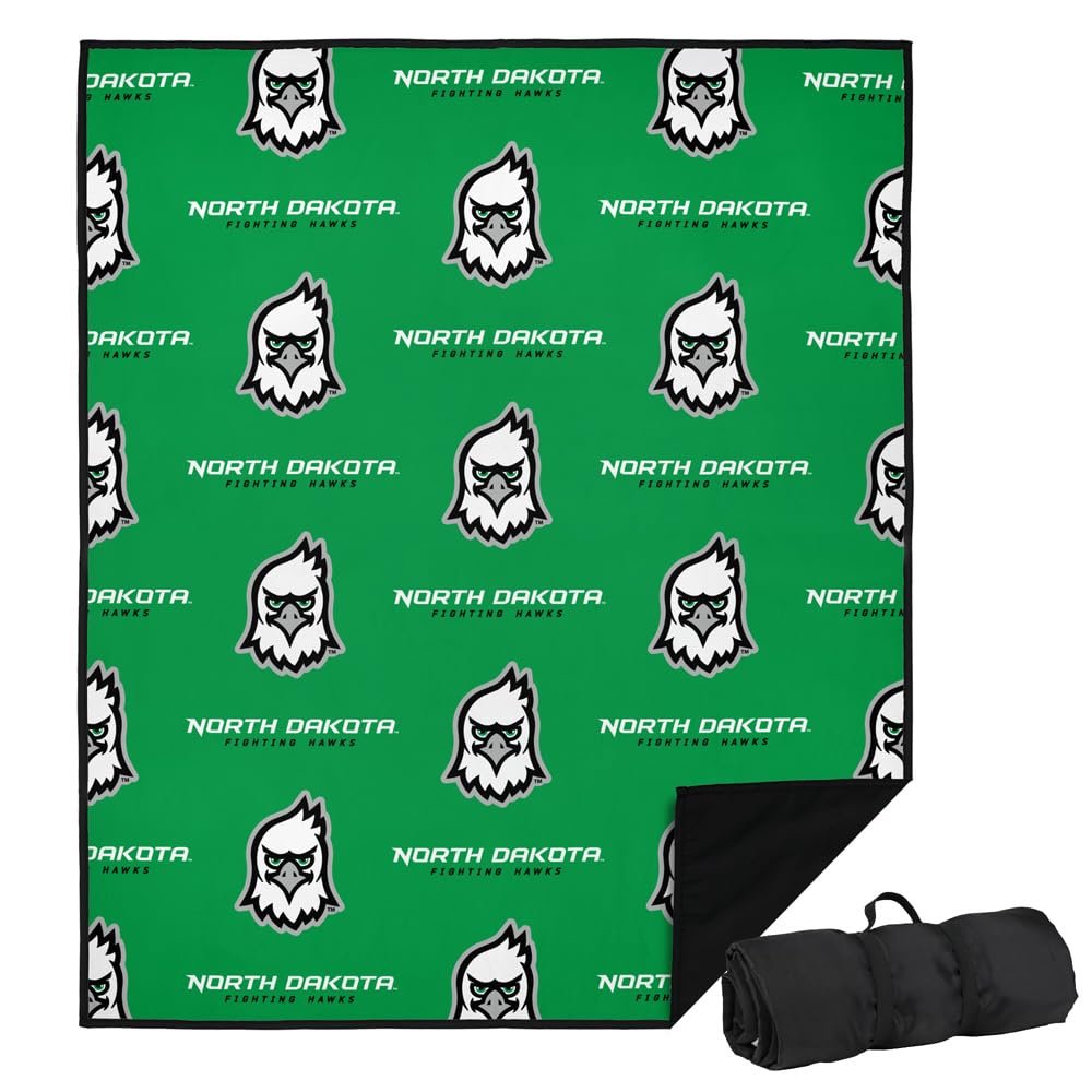 LOGOVISION University of North Dakota Picnic Outdoor Blanket, 50"x60" Logo Pattern, Foldable Blanket for Picnic, Beach, Camping, Park, Tailgate
