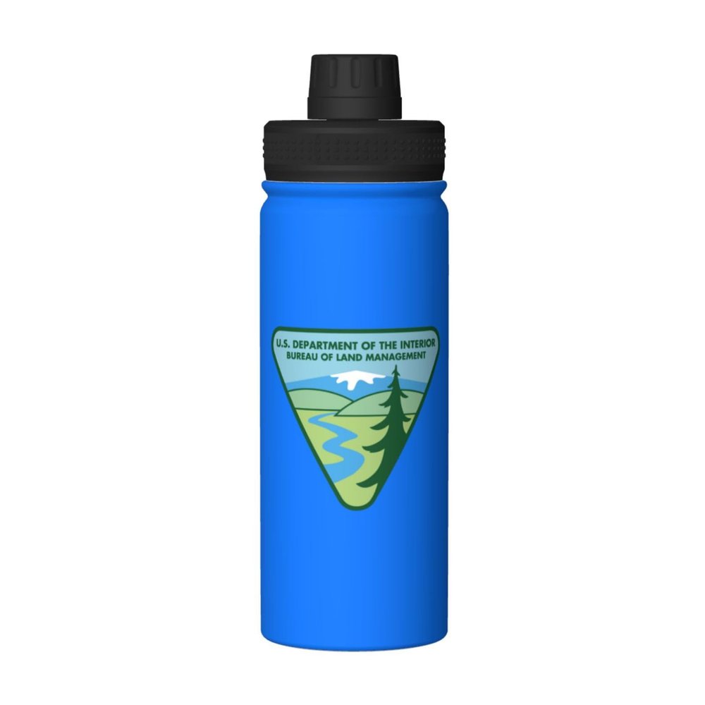 SIYTUAU Flag of the United States Bureau of Land Management Water Bottle 18 Oz Stainless Steel Water Bottles Leak Proof Outdoor Sports Insulated Water Bottle Funny Bottle Water