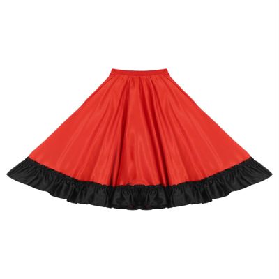 Eandarui Kids Girls Spanish Bull Dance Skirts Flamenco Performance Costume Big Swing Folkloric Mexican Dancewear Red A 3-4 Years