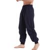 JEsilunmaMY Men's Solid Color Casual Harem Pants Elastic Waist Drawstring Cotton Linen Trousers Loose Casual Beach Yoga Pants (Dark Blue,3X-Large) view 2