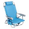 32 inch Short Beach Chair with Lay Flat Option Reclining Backpack Camping Sports Event Chair for Sunbathing, Fishing with Cup Pouches 220lbs Capacity Lightweight Aluminum Frame Oxford Fabric Blue view 1