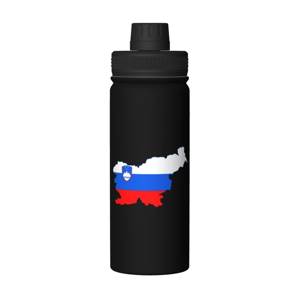 SIYTUAU Flag Map of Slovenia Water Bottle 18 Oz Stainless Steel Water Bottles Leak Proof Outdoor Sports Insulated Water Bottle Funny Bottle Water