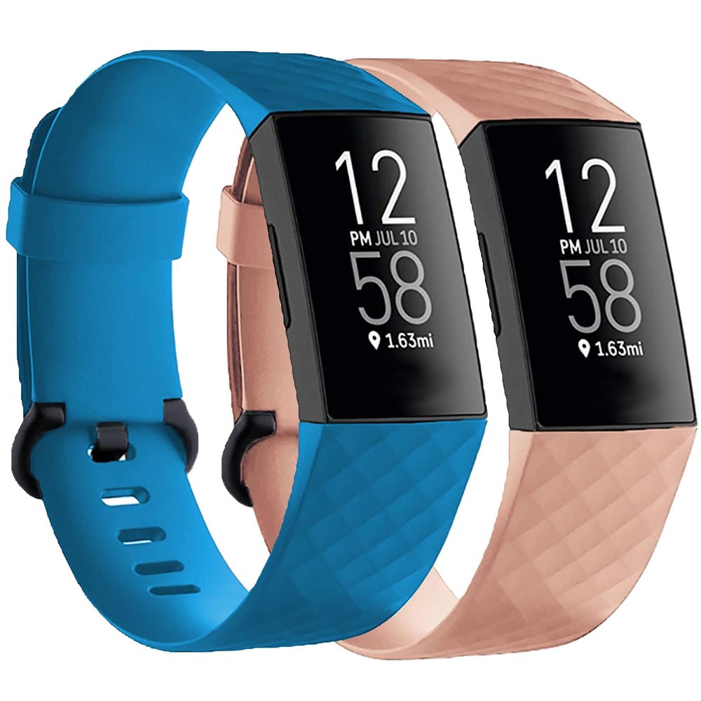 Replacement Bands Compatible with Fitbit Charge 4 / Fitbit Charge 3 Bands for Women Men, Silicone Fitness Sport Wristbands for Women Men Small Sky blue+light pink(2 Pack)