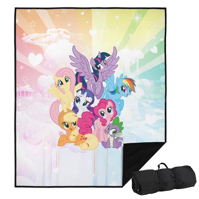 LOGOVISION My Little Pony Tv Picnic Outdoor Blanket, 50"x60" Pony Group, Foldable Blanket for Picnic, Beach, Camping, Park, Tailgate