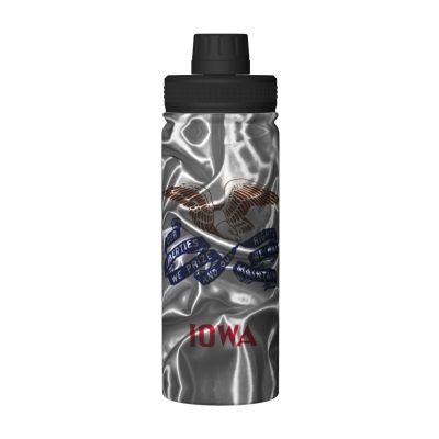 SIYTUAU Silk Style Flag Of Iowa Water Bottle 18 Oz Stainless Steel Water Bottles Leak Proof Outdoor Sports Insulated Water Bottle Funny Bottle Water