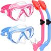 2 Sets Snorkeling Gear for Kids, Kids Snorkel Set for Ages 6-14, Dry Top Snorkel Mask Set for Youth Boys Girls Junior, Tempered Glass Diving Swimming Mask Goggles view 1