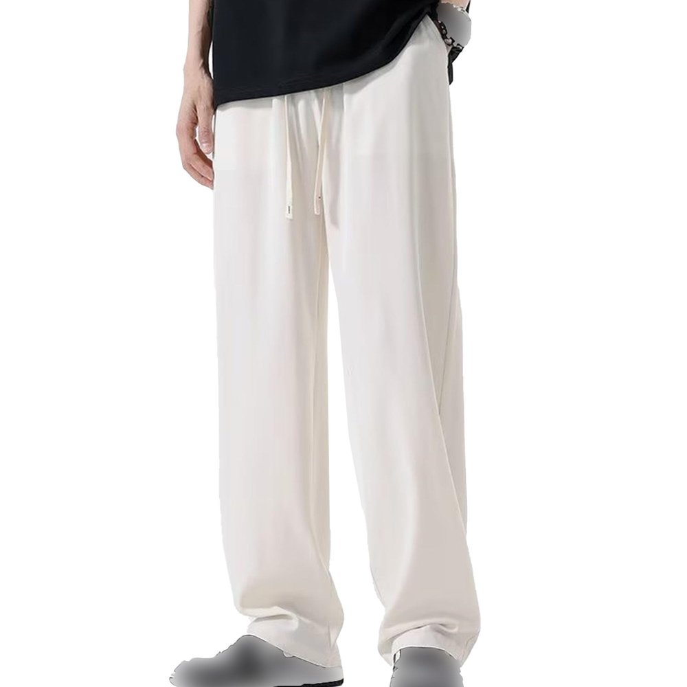 JEsilunmaMY Men's Athletic Joggers Pants Relaxed Fit Drawstring Track Pants with Pockets Casual Trousers for Workout Running (White,X-Large)