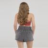 noflik Women's 100% Cotton Mineral Wash High Rise Wide Elastic Waistband Smocked Relaxed Fit Shorts with Pockets(Dk.Grey, Large) view 4