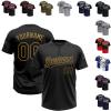 Customize Black Old Gold Baseball Jerseys Solid Color Softball Jerseys Personalized Lightweight 2-Button Baseball Tee Shirts Short Sleeve Team Uniform Stitched Name Number Logo Unisex Youth Kids view 1