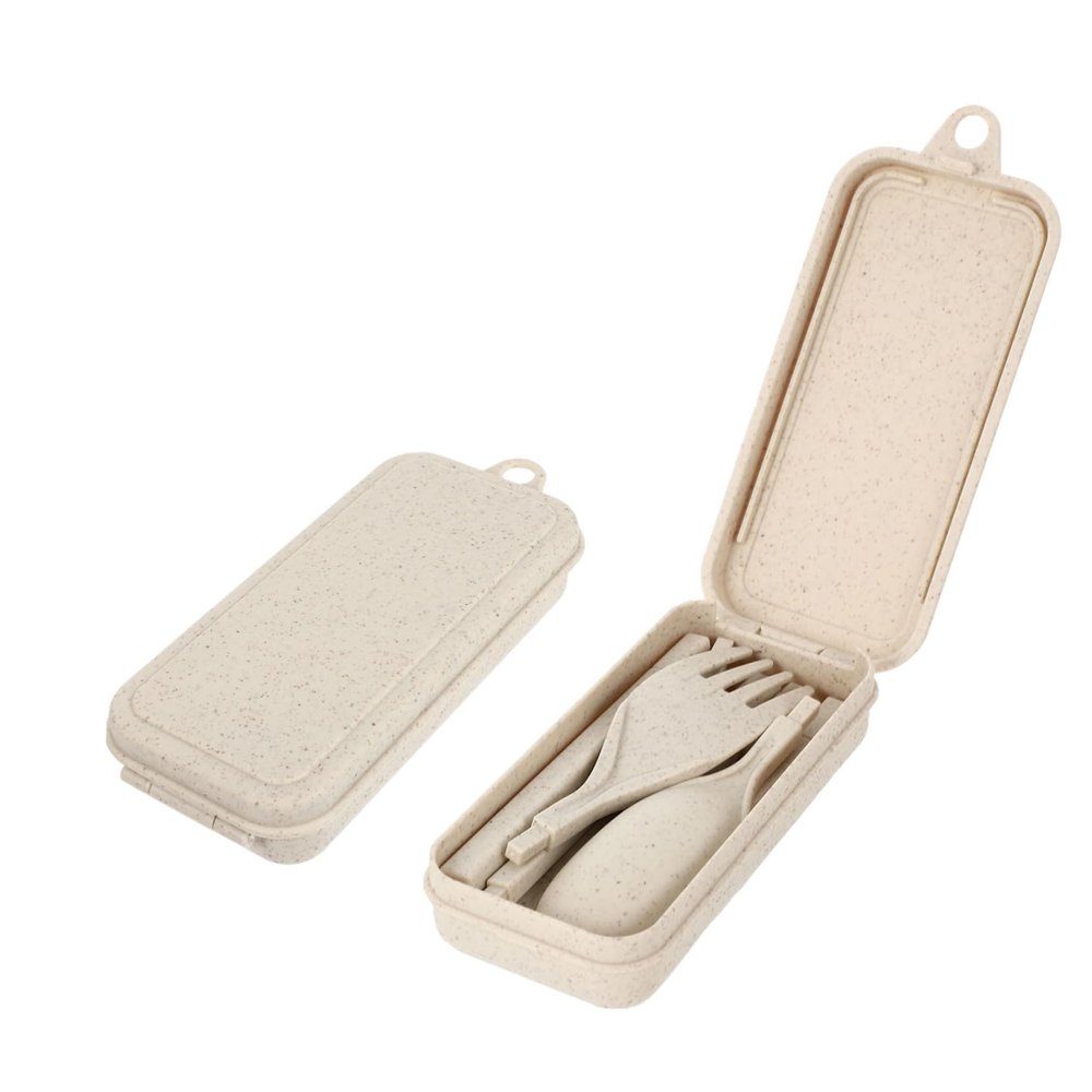 IMIKEYA 2sets Eating Tools Straw Portable Dishware Kit for Travel Camping Picnics and Outdoor Activities Includes Spoon Fork Knife and Chopsticks