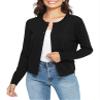 Urban CoCo Women's Crew Neck Button Front Cardigan Sweaters Long Sleeve Open Front Soft Knit Sweater Outfits(Black,M) view 2