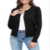 Urban CoCo Women's Crew Neck Button Front Cardigan Sweaters Long Sleeve Open Front Soft Knit Sweater Outfits(Black,M) view 3