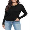 Urban CoCo Women's Crew Neck Button Front Cardigan Sweaters Long Sleeve Open Front Soft Knit Sweater Outfits(Black,M) view 4
