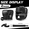 Kanayu 14 Pcs Boxing Gloves and Headgear Set for Beginners Youth 16 Ounce Boxing Gloves Headgear Helmet Hand Wraps Mouth Guards Equipment for Beginners Training Equipment Gifts(Black) view 2
