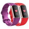 Replacement Bands Compatible with Fitbit Charge 6 / Fitbit Charge 5 Bands for Women Men, Silicone Fitness Sport Wristbands for Women Men Small Purple+Red(2 Pack) view 1