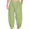 JEsilunmaMY Causal Cotton Linen Harem Pants for Men Elastic Waist Drawstring Beach Pants Lightweight Yoga Pants with Pocket (Green,XX-Large) view 1