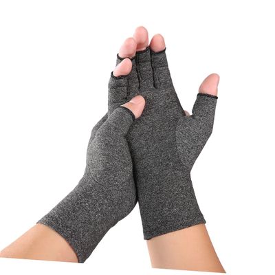 BUTIFULSIC Compression Gloves for Women Men Half Finger Gloves for Arthritis Sports Training Knitting Typing Gardening Grey