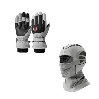 JJZS Waterproof Ski Snow Glove for Adult Men Women & Youth Balaclava Full Face Ski Mask Windproof Winter Warm Gloves Touch Screen Hand Warming Gloves Cold Weat