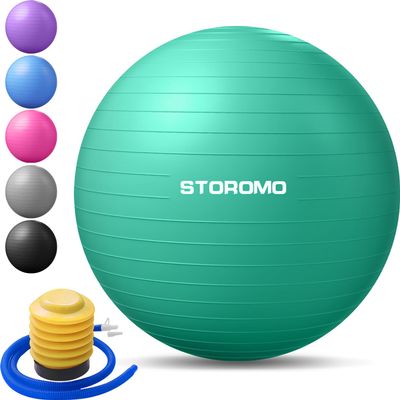 STOROMO Exercise Ball,Yoga Ball(with Exercise Tutorial)Extra Thick Non-Slip,Holds 2500 lbs, Workout Ball for Pregnancy Birthing and Balance Stability (Green, 85cm/33.4in)