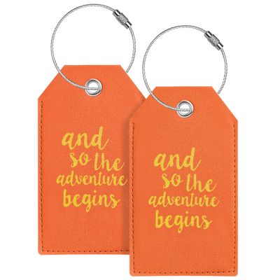 Luggage Tag & Initial Baggage Tags for Suitcases Leather Bag Tags for Backpacks Handbag School Instrument with Name ID Label Travel Essentials, Unique Fun Orange Personalized Luggage Tags 2 Pack