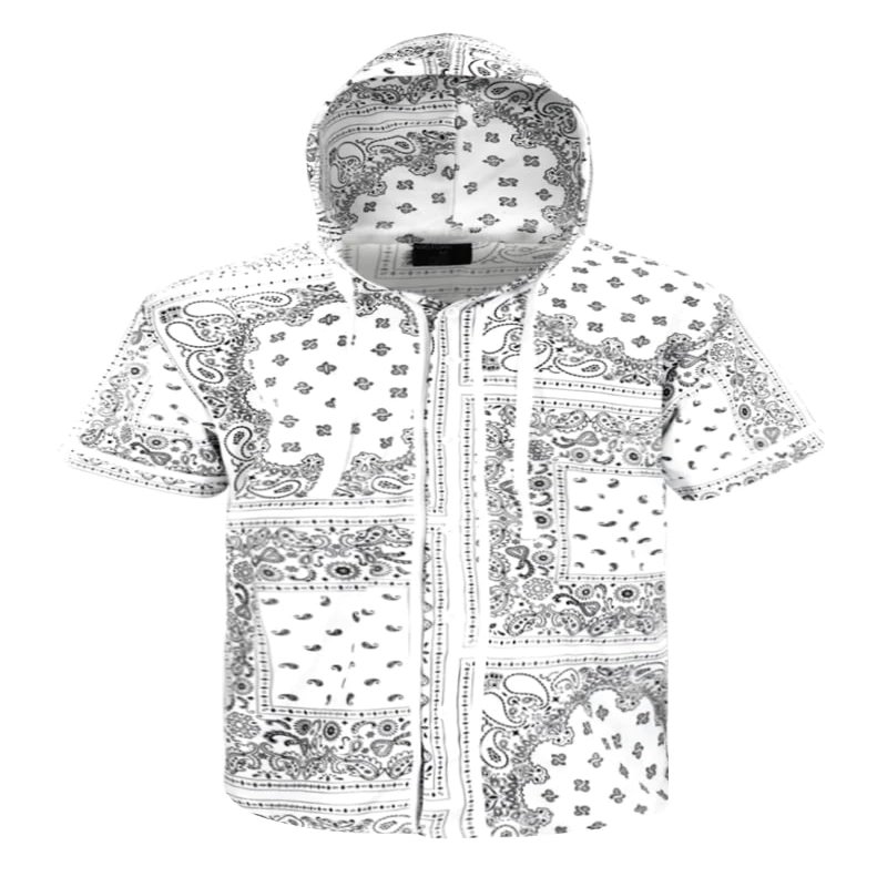 AIRNINE Men's Bandana Print Baseball Jersey Button Down Shirts (S to 5XL) (Bandana White_J64, 5X-Large)