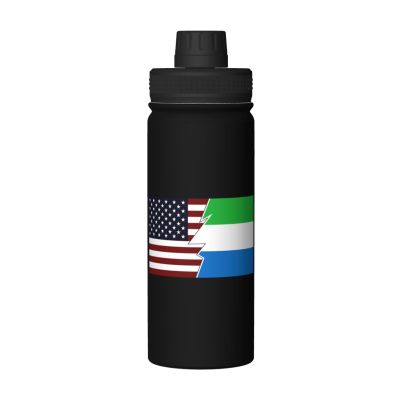 SIYTUAU Torn Style American And Sierra Leone Flags Water Bottle 18 Oz Stainless Steel Water Bottles Leak Proof Outdoor Sports Insulated Water Bottle Funny Bottle Water