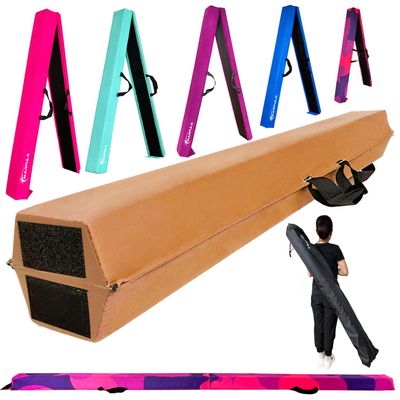 Marfula 6 FT / 8 FT / 9 FT Folding Gymnastics Beam Foam Balance Floor Beam - Extra Firm - Suede Cover - Anti Slip Bottom with Carry Bag For Kids/Adults Home Use