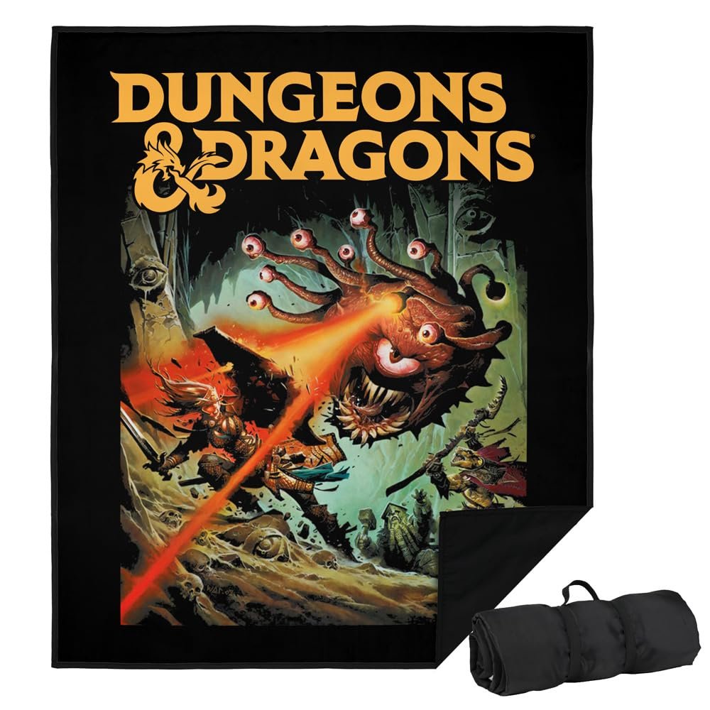 LOGOVISION Dungeons & Dragons Picnic Outdoor Blanket, 50"x60" Beholder Strike, Foldable Blanket for Picnic, Beach, Camping, Park, Tailgate