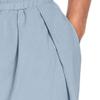 JEsilunmaMY Causal Cotton Linen Harem Pants for Men Elastic Waist Drawstring Beach Pants Lightweight Yoga Pants with Pocket (Light Blue,Small) view 3