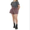 noflik Women's 100% Cotton Mineral Wash High Rise Wide Elastic Waistband Smocked Relaxed Fit Shorts with Pockets(Chocolate, Small) view 1