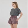 noflik Women's 100% Cotton Mineral Wash High Rise Wide Elastic Waistband Smocked Relaxed Fit Shorts with Pockets(Chocolate, Small) view 4