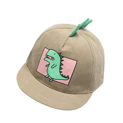 Baby Boys Baseball Cap Soft Cotton Dinosaur Print Sunhat Baby Summer Outdoor Sun Visor Hat for Toddler (Khaki, One Size)