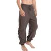 JEsilunmaMY Men's Solid Color Casual Harem Pants Elastic Waist Drawstring Cotton Linen Trousers Loose Casual Beach Yoga Pants (Coffee,Small)