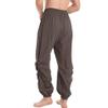 JEsilunmaMY Men's Solid Color Casual Harem Pants Elastic Waist Drawstring Cotton Linen Trousers Loose Casual Beach Yoga Pants (Coffee,Small) view 2