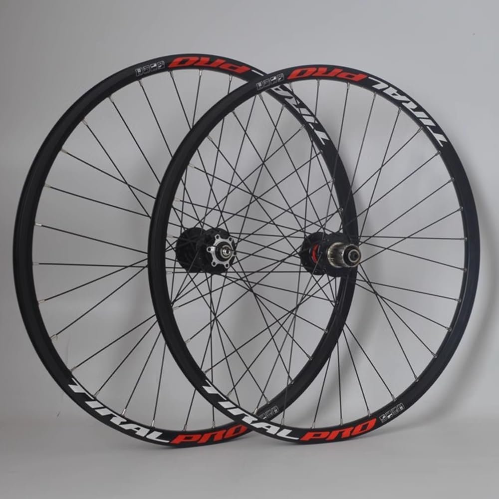 LSRRYD Bike Wheelset 24 26 27.5 29 Inch Wheels Quick Release Disc Brake Cassette 8 9 10 11 12 Speed Mountain Bike Front Rear Aluminium Alloy Double Rims (Color : Black, Size : 27.5inch)