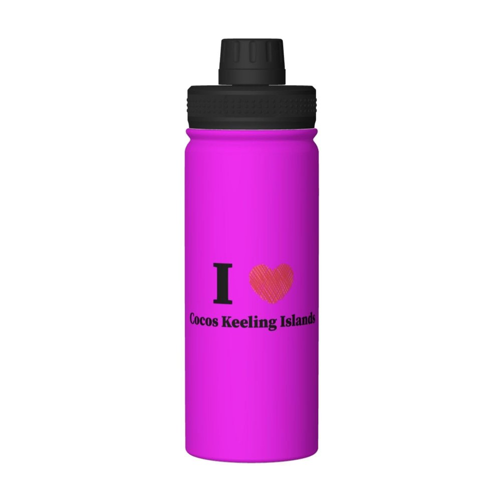 SIYTUAU I Love Cocos Keeling Islands Water Bottle 18 Oz Stainless Steel Water Bottles Leak Proof Outdoor Sports Insulated Water Bottle Funny Bottle Water
