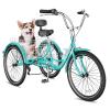 Barbella Adult Tricycle, 24/26 inch 7 Speed 3 Wheel Bikes for Adults, Comfort Low Step-Through Trike Bike with Large Basket for Seniors, Women, Men for Recreation, Shopping, Exercise, Cyan-Wider view 1