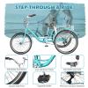 Barbella Adult Tricycle, 24/26 inch 7 Speed 3 Wheel Bikes for Adults, Comfort Low Step-Through Trike Bike with Large Basket for Seniors, Women, Men for Recreation, Shopping, Exercise, Cyan-Wider view 2