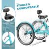 Barbella Adult Tricycle, 24/26 inch 7 Speed 3 Wheel Bikes for Adults, Comfort Low Step-Through Trike Bike with Large Basket for Seniors, Women, Men for Recreation, Shopping, Exercise, Cyan-Wider view 4