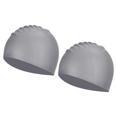 PATIKIL Silicone Swim Cap, 2 Pcs Waterproof Swimming Hat Non-Slip Adult Swimming Caps for Women and Men Swim Training Racing, Grey