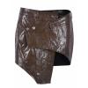 Dawery Women's PU Leather Half Skirt Asymmetrical Button Brown Low-Waisted Hip Wrap Miniskirt Spring M view 1