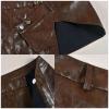 Dawery Women's PU Leather Half Skirt Asymmetrical Button Brown Low-Waisted Hip Wrap Miniskirt Spring M view 2