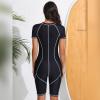IBTOM CASTLE Surfing Swimsuits for Women: Women's Short Sleeve Rash Guard Shirt Boyshort Bottom Zip Monokini Bikini Casual Swimwear Summer Vacation Modest Muslim Bathing Suit Black & White Wire XL view 3
