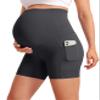 CRZ YOGA Butterluxe Maternity Biker Shorts Pockets 5" - Over The Belly Pregnancy Womens Yoga Workout Athletic Buttery Soft Mysterious Grey XX-Small view 1