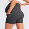 CRZ YOGA Butterluxe Maternity Biker Shorts Pockets 5" - Over The Belly Pregnancy Womens Yoga Workout Athletic Buttery Soft Mysterious Grey XX-Small view 4