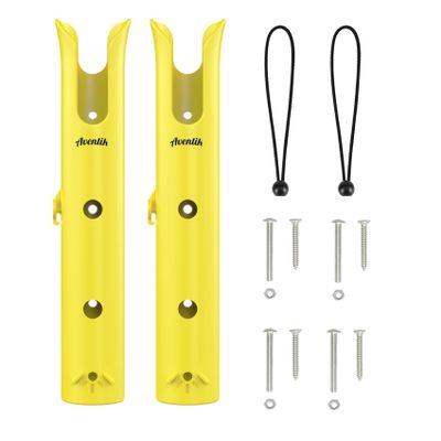 Aventik Fishing Rod Holders Tube, Boat Accessories Fishing Rod Combo Storage for Kayak Garage Fishing Pole Truck Bed with Mounting Hardware Included (2-Pole Yellow)
