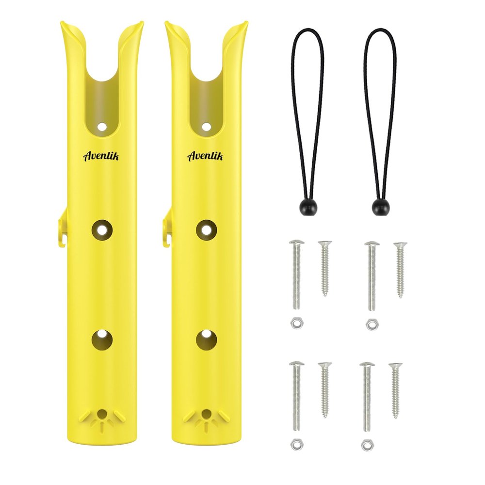Aventik Fishing Rod Holders Tube, Boat Accessories Fishing Rod Combo Storage for Kayak Garage Fishing Pole Truck Bed with Mounting Hardware Included (2-Pole Yellow)