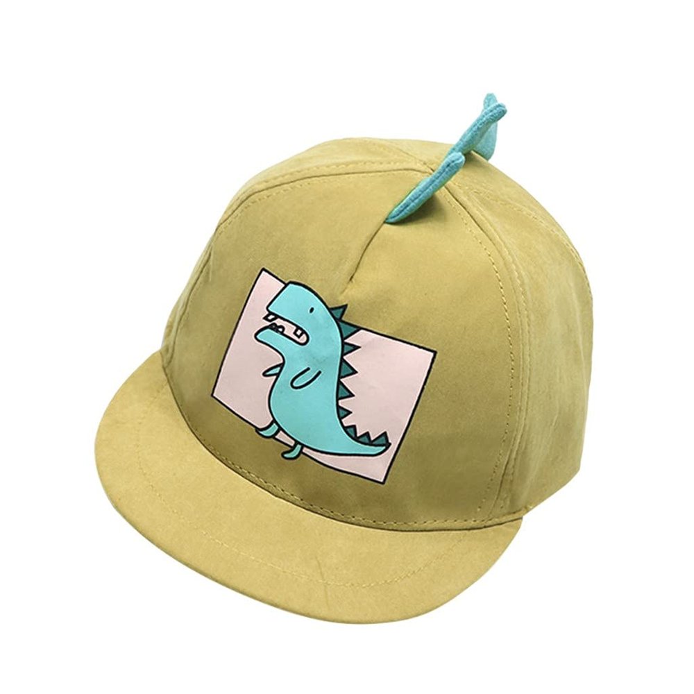 Baby Boys Baseball Cap Soft Cotton Dinosaur Print Sunhat Baby Summer Outdoor Sun Visor Hat for (Yellow, One Size)