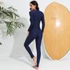 IBTOM CASTLE Full Body Swimsuit for Women: Women's One Piece Rash Guard Swimwear Long Sleeve Zip UPF 50+ Sun Protection Padded Swimwear Bathing Suit Summer Surfing Wetsuit Built in Bra Navy Blue M view 2