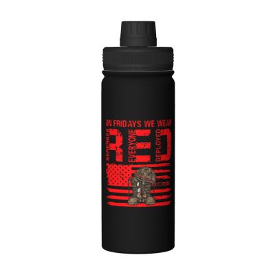 SIYTUAU On Friday We Wear Red With Usa Flag Water Bottle 18 Oz Stainless Steel Water Bottles Leak Proof Outdoor Sports Insulated Water Bottle Funny Bottle Water
